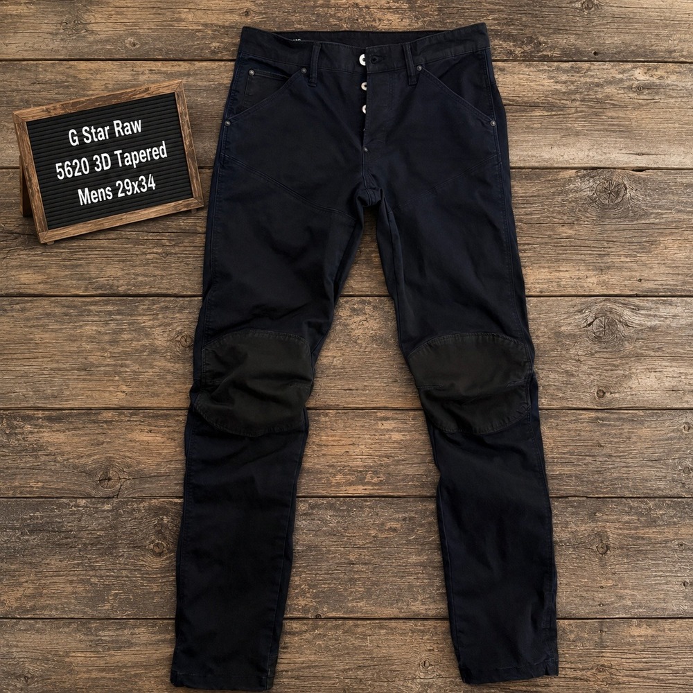 G-Star Raw 5620 3D Tapered Trainer Pants Mens 29x34 Navy Black Moto D04150